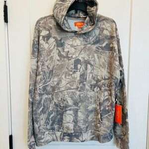Negative Space Camouflage Waffle Knit Pullover Hoodie Mens Medium NWT